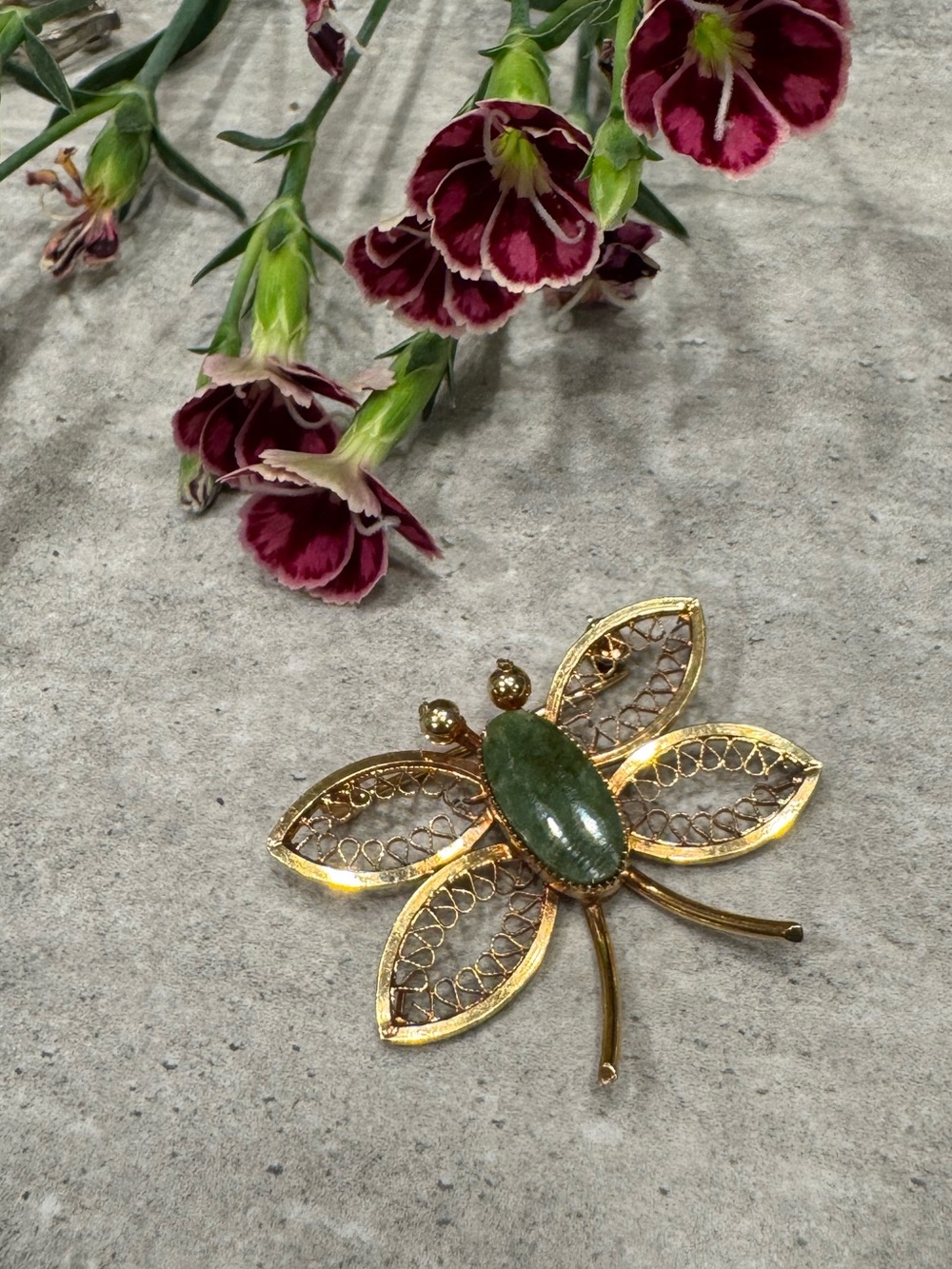 Vintage Gold Tone Filigree Butterfly Brooch